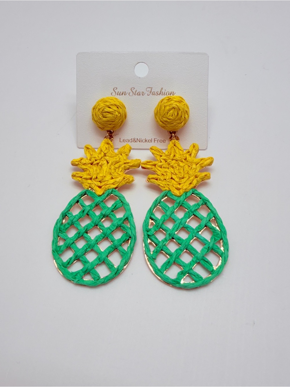 Yellow & Green Pineapple Statement Drop Earrings